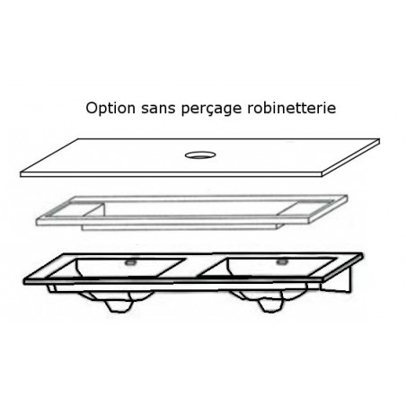 Option SANIJURA - Table vasque ou plan vasque non percés pour les robinetteries réf SANISSPERCAGE