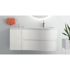 Meuble 120 cm vasque à droite solid surface blanc mat MAM 2 tiroirs 1 porte white cotton réf 83865solid SALGAR