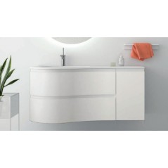 Meuble 120 cm vasque à gauche solid surface blanc mat MAM 2 tiroirs 1 porte white cotton réf 83860solid SALGAR