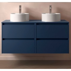 Meuble NOJA bleu mat 4 tiroirs 140 cm avec plan de toilette et sans vasque réf 105528 SALGAR