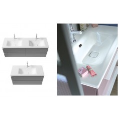 Plan double vasque 120 cm Halo intégrés blanc brillant en céramique Regular réf 551315 Sanijura